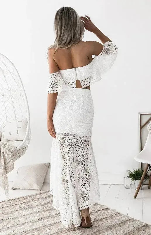 Elegant Women Floral Lace Two-Piece Skirt Set - Floral Skirt Set - LeStyleParfait