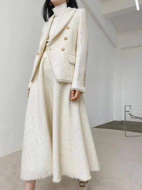White Tweed Skirt Suit - Skirt Suit - LeStyleParfait
