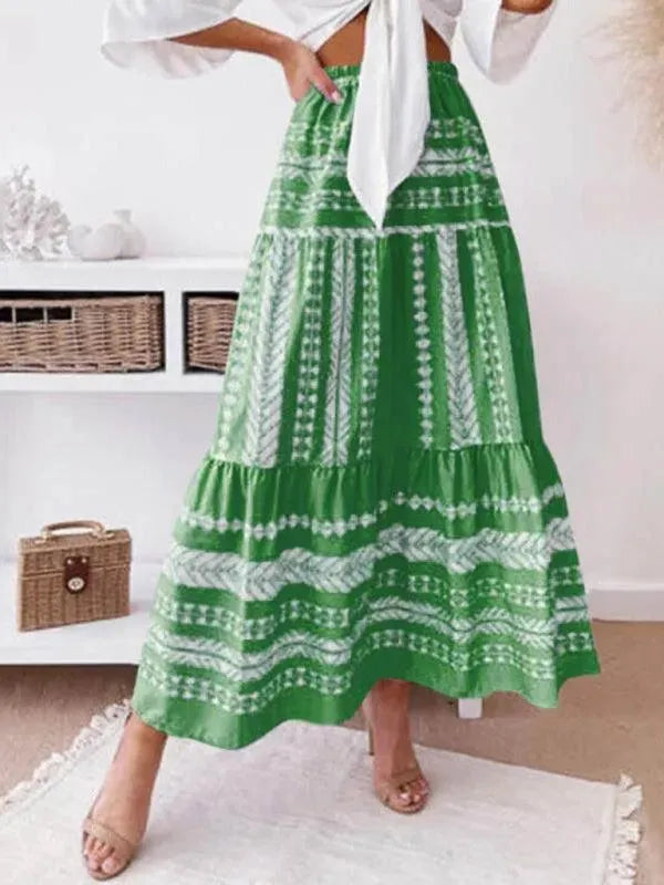 Ethnic Print Midi Skirt-Women's Skirt-LeStyleParfait