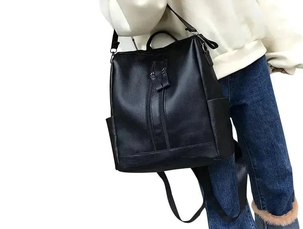 Fashion Black Leather Women's Backpack - Backpack - LeStyleParfait