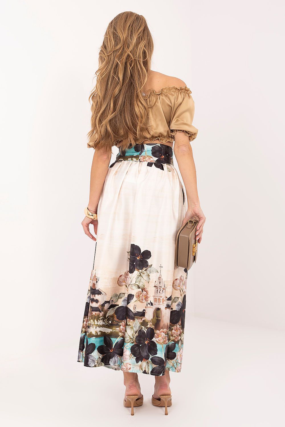 Floral Belted Drawstring Midi Skirt-Women's Skirt-LeStyleParfait