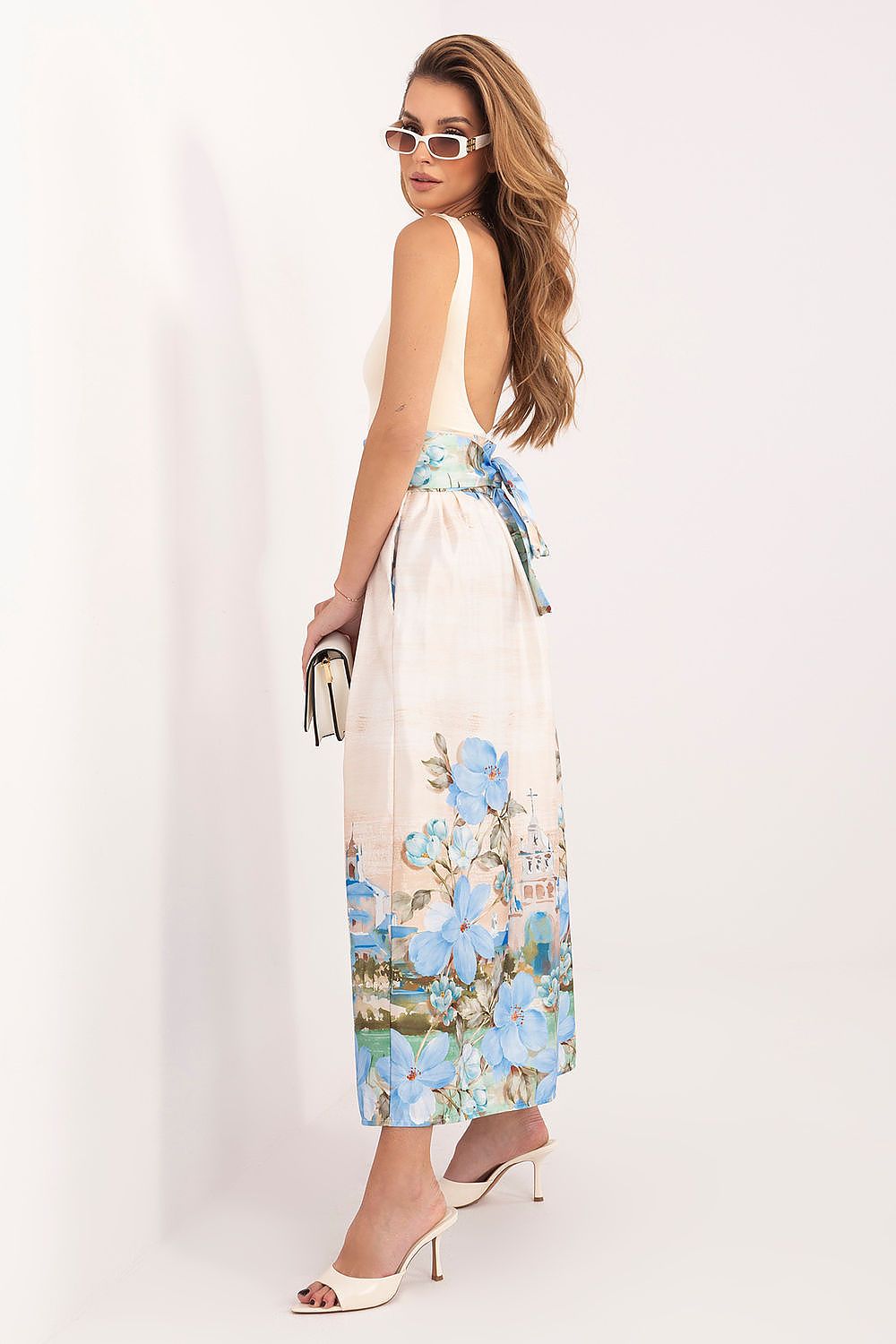 Floral Belted Drawstring Midi Skirt-Women's Skirt-LeStyleParfait