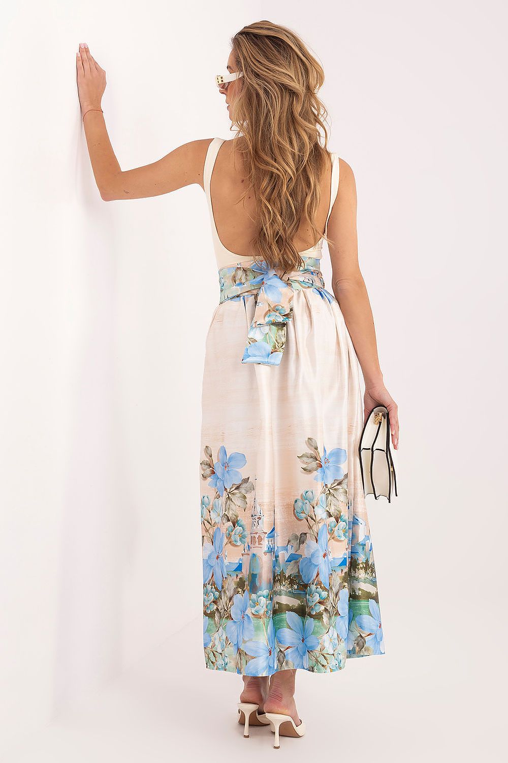 Floral Belted Drawstring Midi Skirt-Women's Skirt-LeStyleParfait