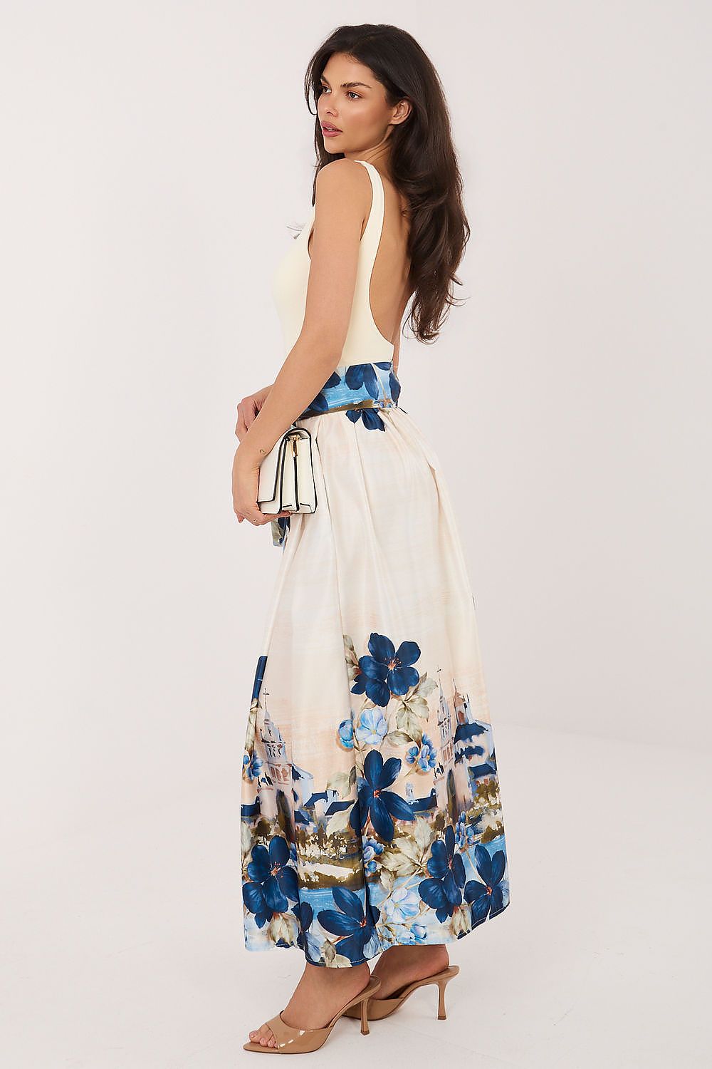 Floral Belted Drawstring Midi Skirt-Women's Skirt-LeStyleParfait