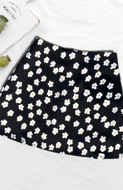 Floral High Waist Mini Skirt-Women's Skirt-LeStyleParfait