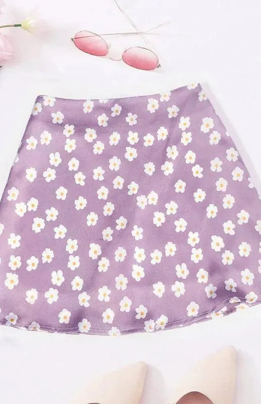 Floral High Waist Mini Skirt-Women's Skirt-LeStyleParfait