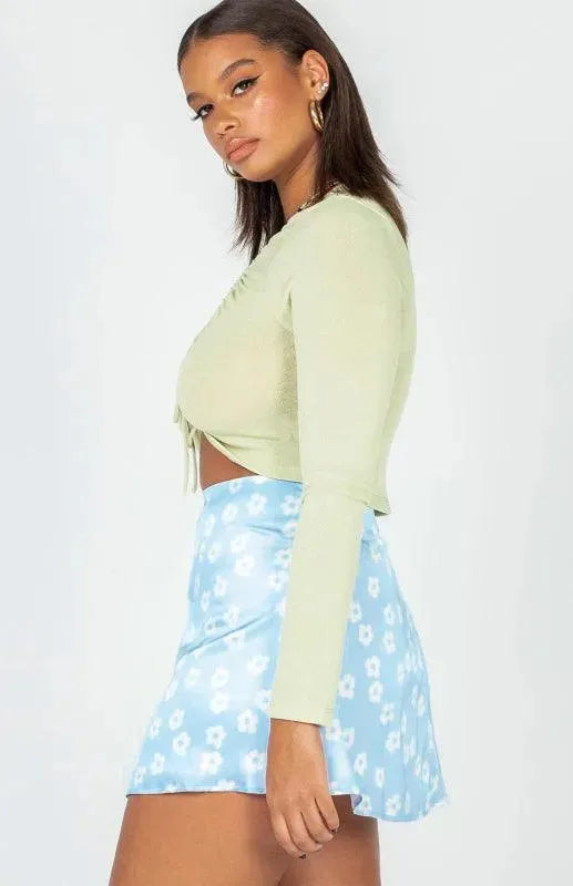 Floral High Waist Mini Skirt-Women's Skirt-LeStyleParfait