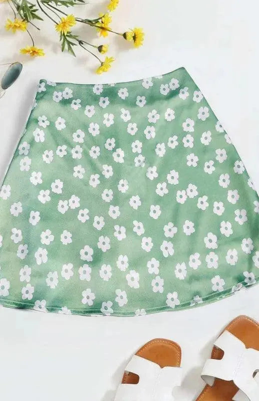 Floral High Waist Mini Skirt-Women's Skirt-LeStyleParfait