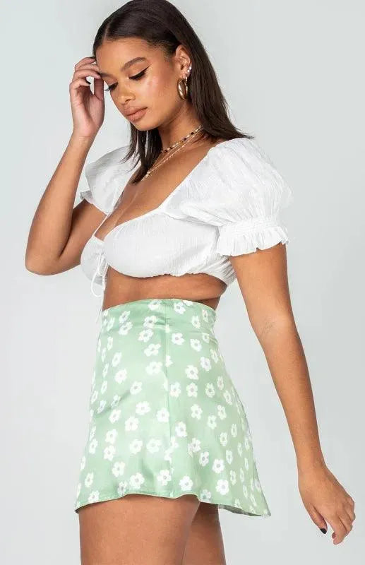 Floral High Waist Mini Skirt-Women's Skirt-LeStyleParfait