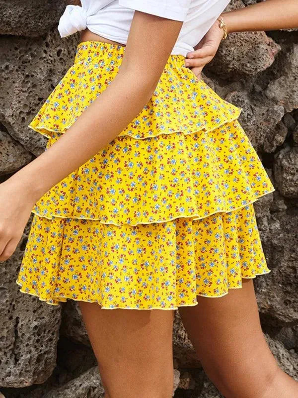 Floral Pleated Mini Skirt-Women's Skirt-LeStyleParfait