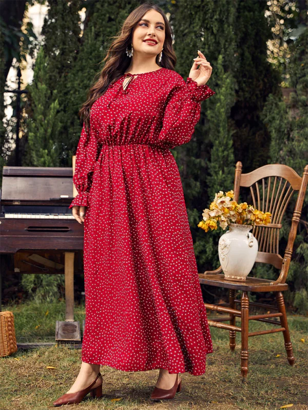 Flowing Polka Dot Maxi Dress