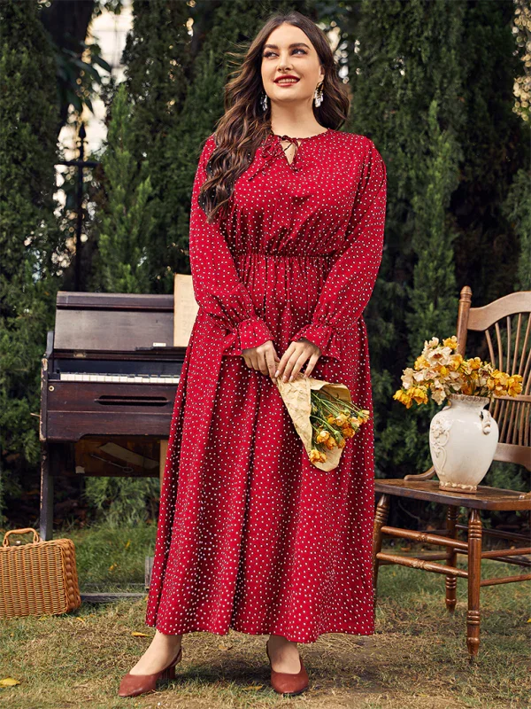 Flowing Polka Dot Maxi Dress