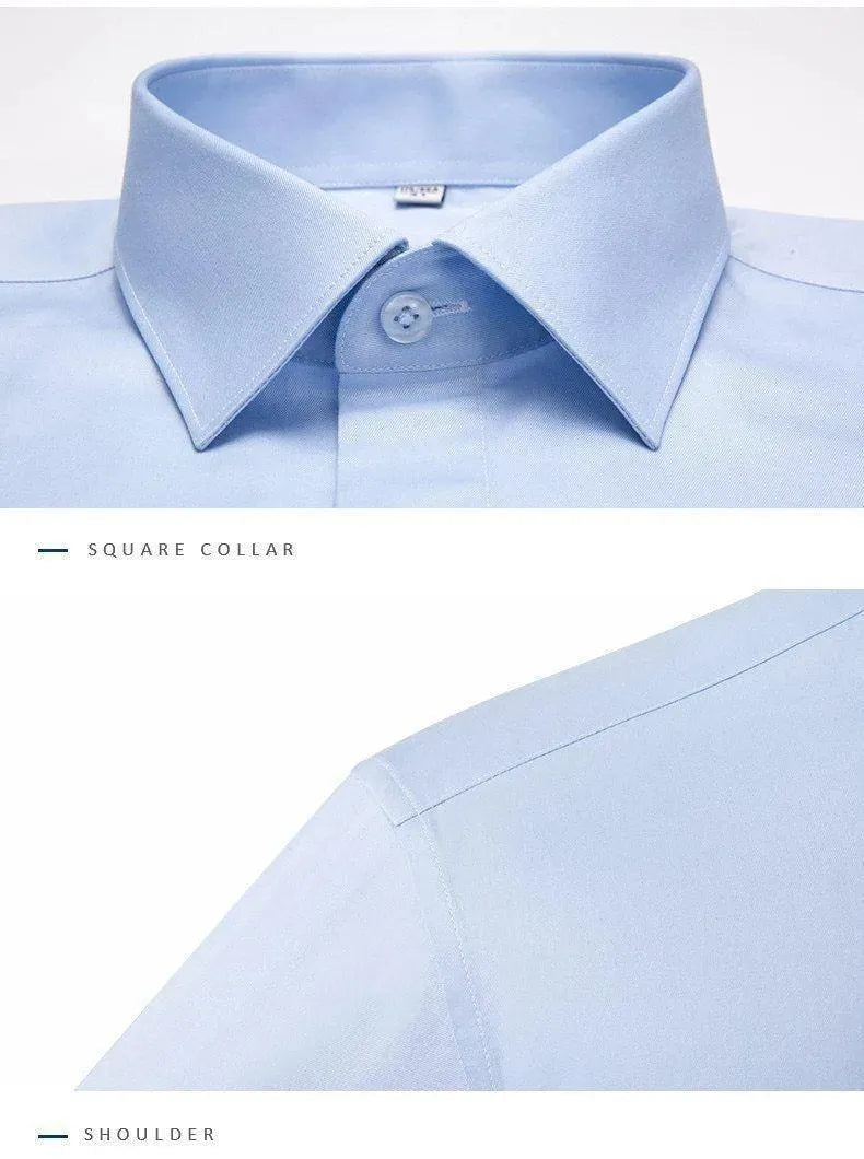 French Square Collar Dress Shirt-Men Shirts-LeStyleParfait