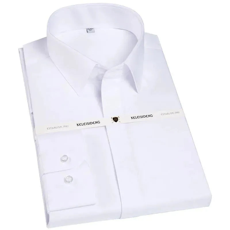 French Square Collar Dress Shirt-Men Shirts-LeStyleParfait