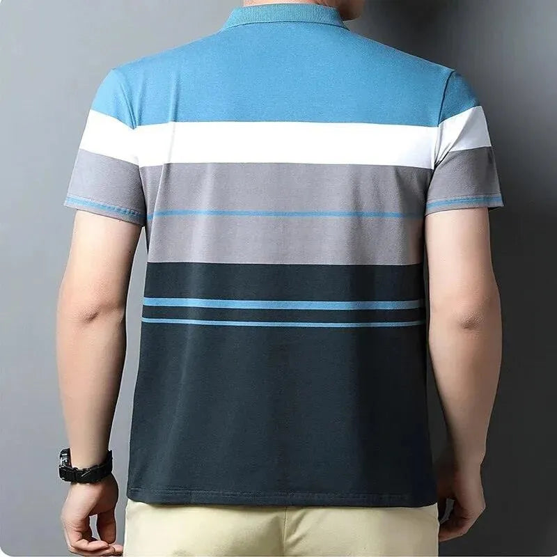 Gradient Striped Polo Shirt For Men-Polo Shirt-LeStyleParfait