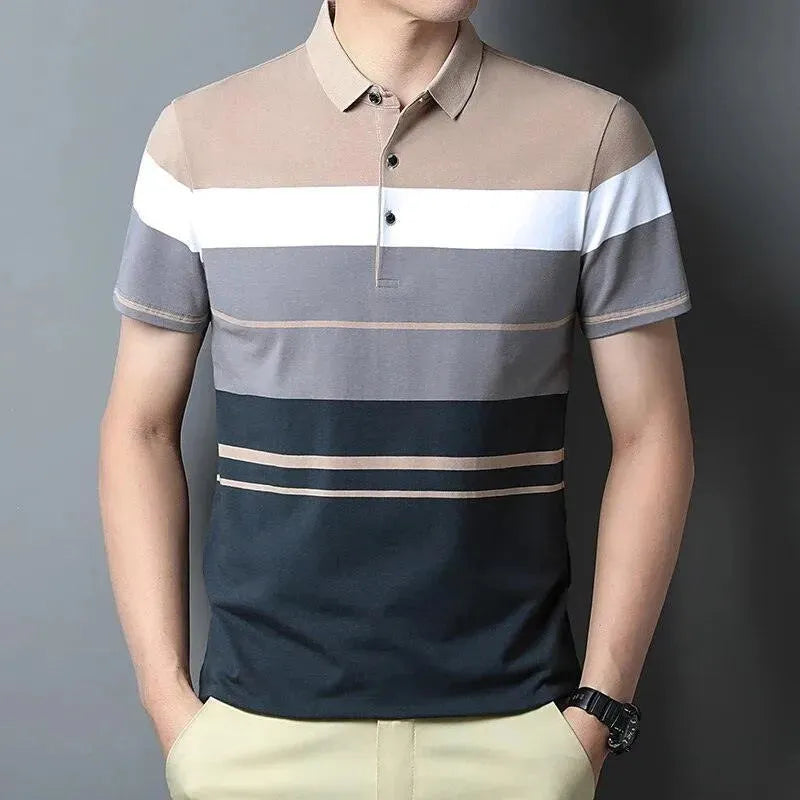 Gradient Striped Polo Shirt For Men-Polo Shirt-LeStyleParfait