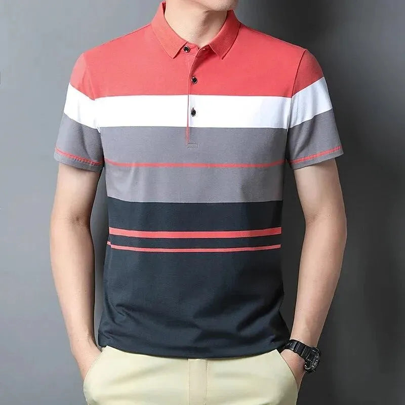 Gradient Striped Polo Shirt For Men-Polo Shirt-LeStyleParfait