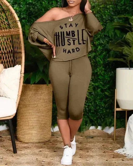 Graphic Lounge Cotton Two-Piece Set - Graphic Jogger Two-Piece Set - LeStyleParfait