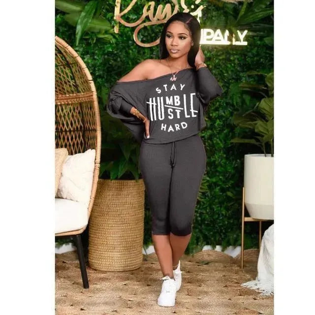 Graphic Lounge Cotton Two-Piece Set - Graphic Jogger Two-Piece Set - LeStyleParfait
