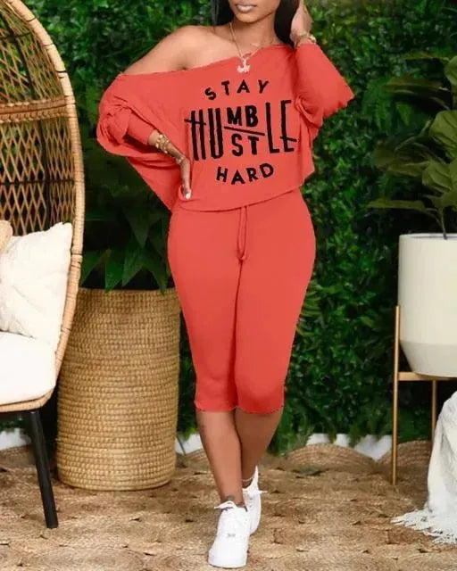 Graphic Lounge Cotton Two-Piece Set - Graphic Jogger Two-Piece Set - LeStyleParfait