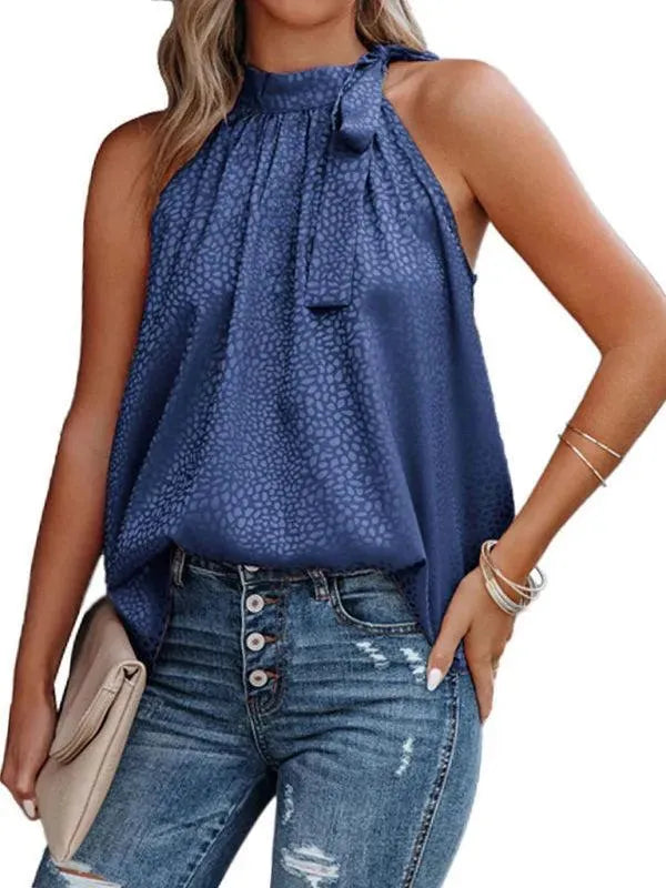 Halter Neck Bow Tie Women Top - Women Tops & Blouses | LeStyleParfait-Women Tops