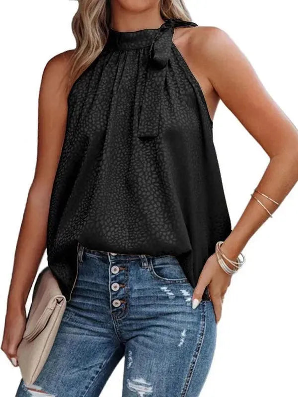 Halter Neck Bow Tie Women Top - Women Tops & Blouses | LeStyleParfait-Women Tops