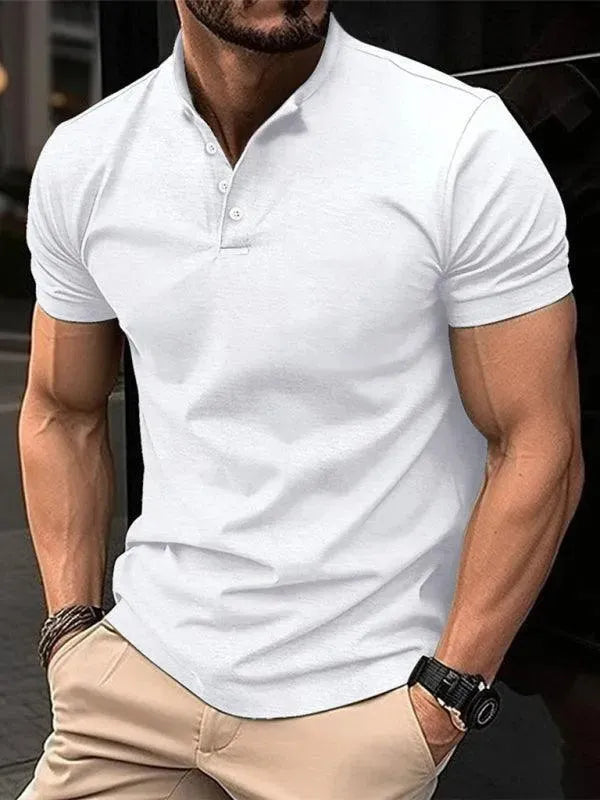 Henley Collar Men Polo Shirt-Polo Shirt-LeStyleParfait
