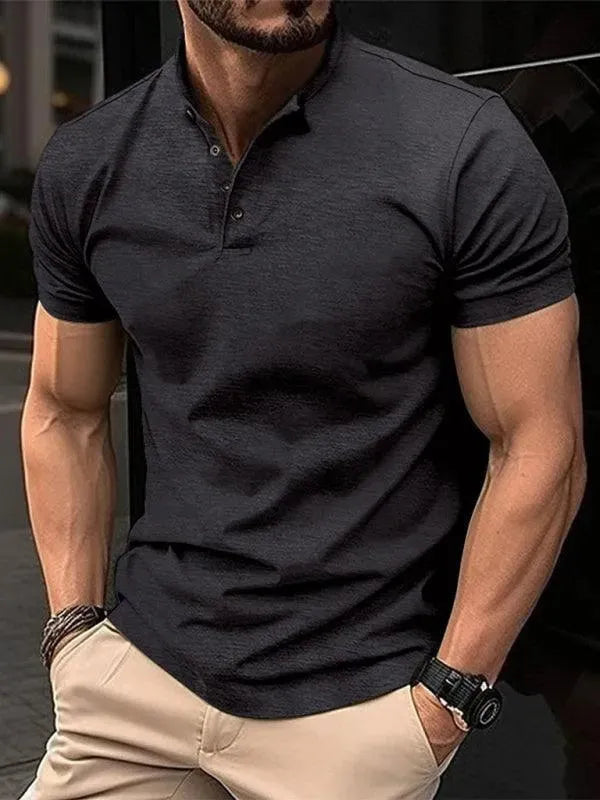 Henley Collar Men Polo Shirt-Polo Shirt-LeStyleParfait