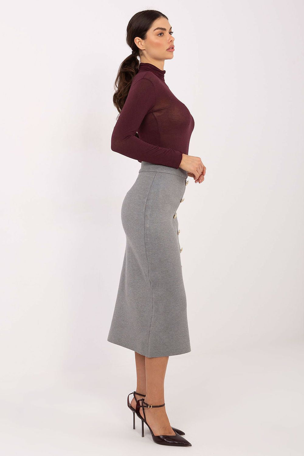 High Waist Button Midi Skirt-Women's Skirt-LeStyleParfait