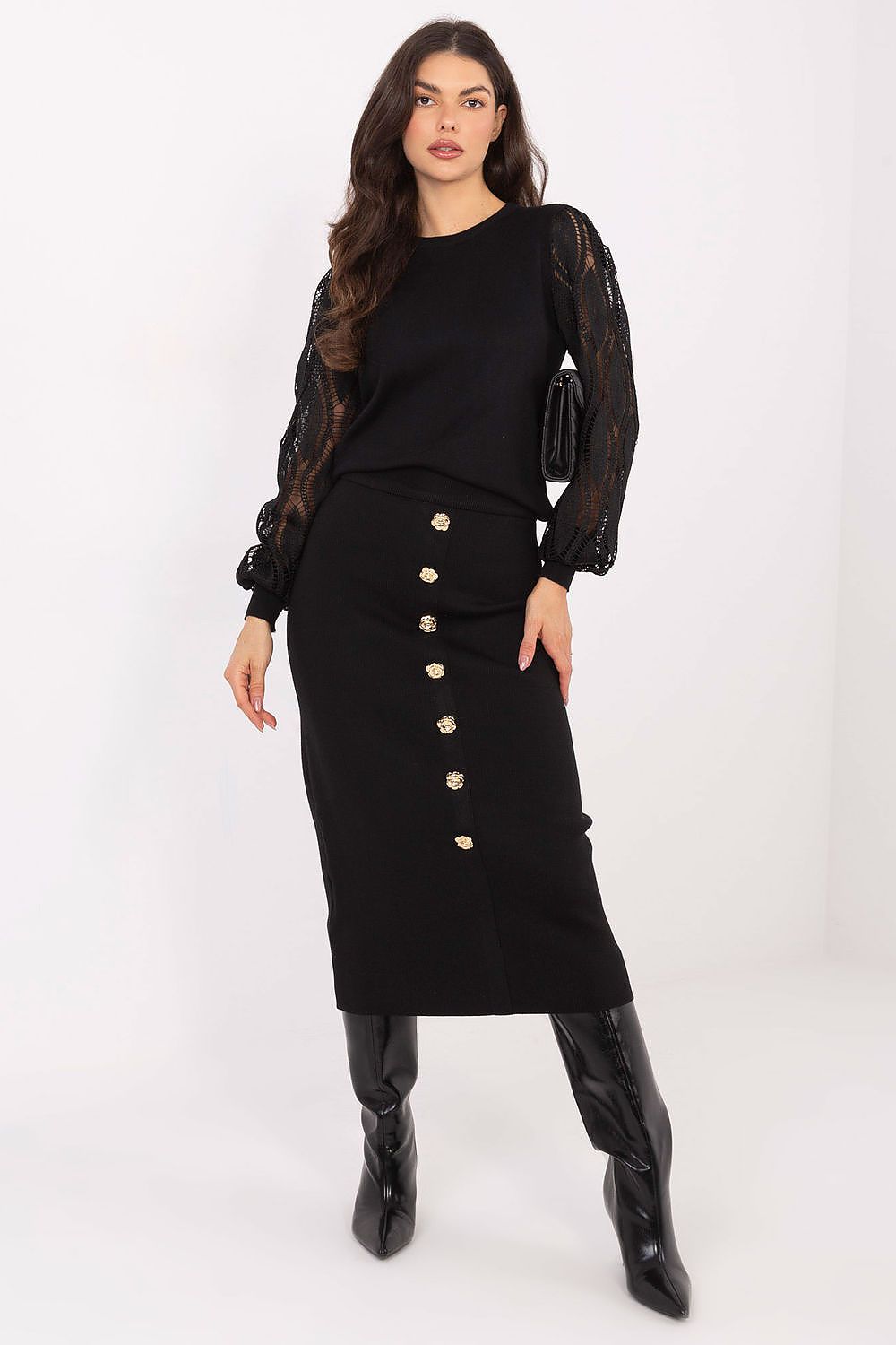 High Waist Button Midi Skirt-Women's Skirt-LeStyleParfait