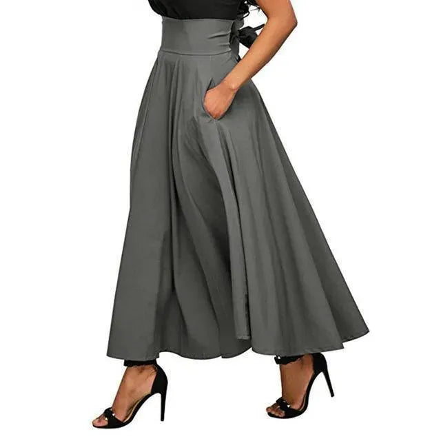 High Waist Lace Up Maxi Skirt-Women's Skirt-LeStyleParfait