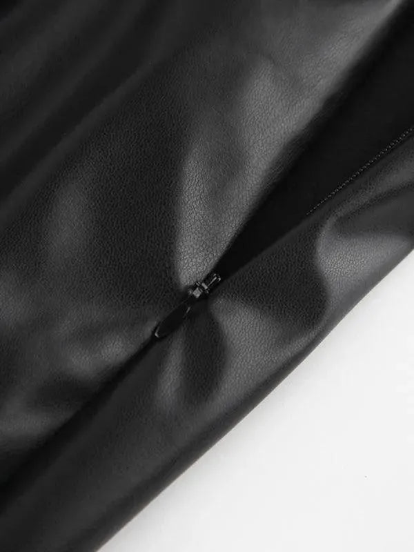 High Waist Leather Midi Skirt-Women's Skirt-LeStyleParfait