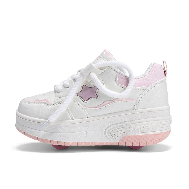 Kids' Sneakers - Platform Sneakers - Lace-Up All-Season Shoes