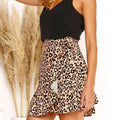 Leopard Print Wrap Mini Skirt-Women's Skirt-LeStyleParfait