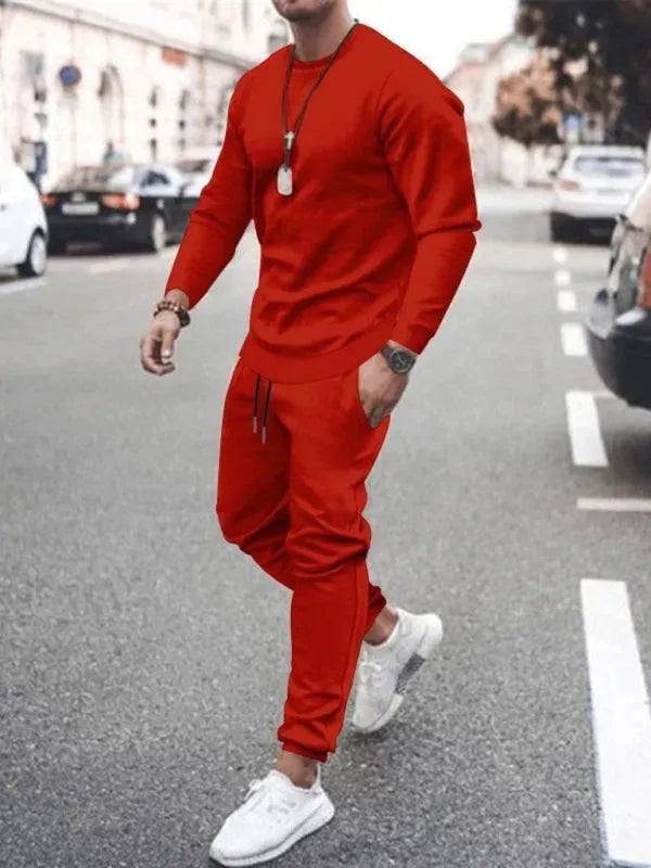 Buy Long-sleeved Casual Suit Men's Solid Color Trendy Sports Suit
