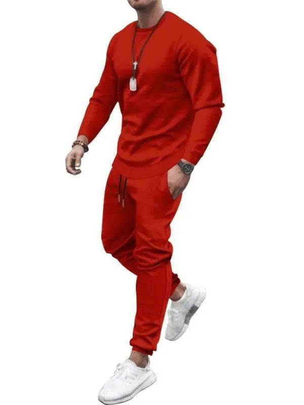 Long-sleeved Casual Suit Men's Solid Color Trendy Sports Suit - Tracksuit - LeStyleParfait