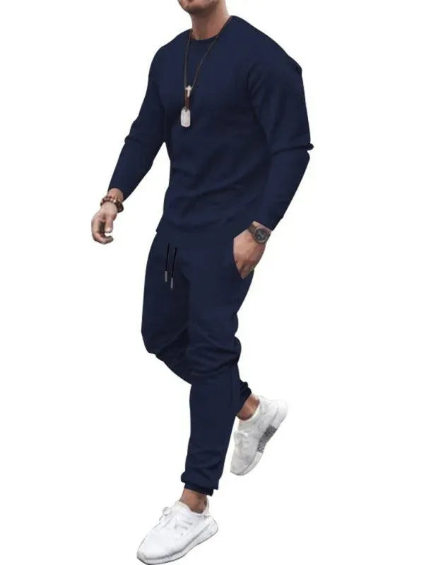 Long-sleeved Casual Suit Men's Solid Color Trendy Sports Suit - Tracksuit - LeStyleParfait