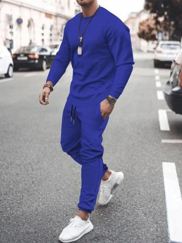 Long-sleeved Casual Suit Men's Solid Color Trendy Sports Suit - Tracksuit - LeStyleParfait