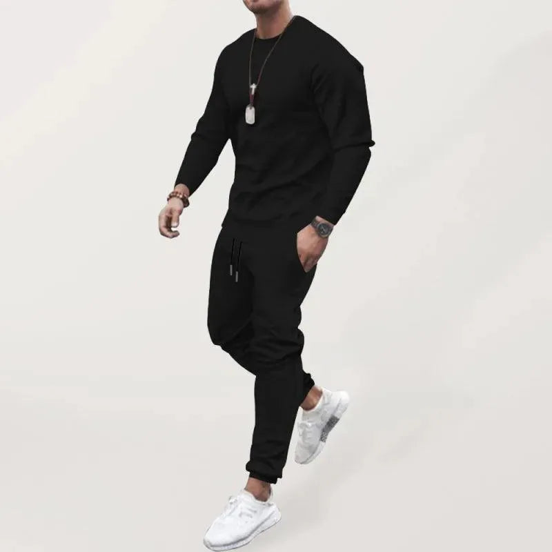 Buy Long-sleeved Casual Suit Men's Solid Color Trendy Sports Suit