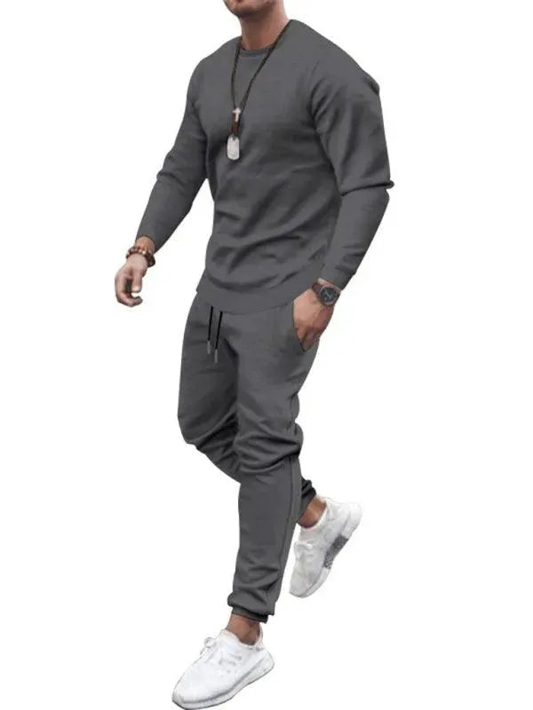 Long-sleeved Casual Suit Men's Solid Color Trendy Sports Suit - Tracksuit - LeStyleParfait
