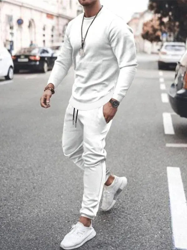 Long-sleeved Casual Suit Men's Solid Color Trendy Sports Suit - Tracksuit - LeStyleParfait
