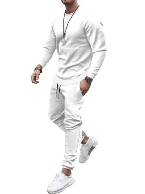 Long-sleeved Casual Suit Men's Solid Color Trendy Sports Suit - Tracksuit - LeStyleParfait