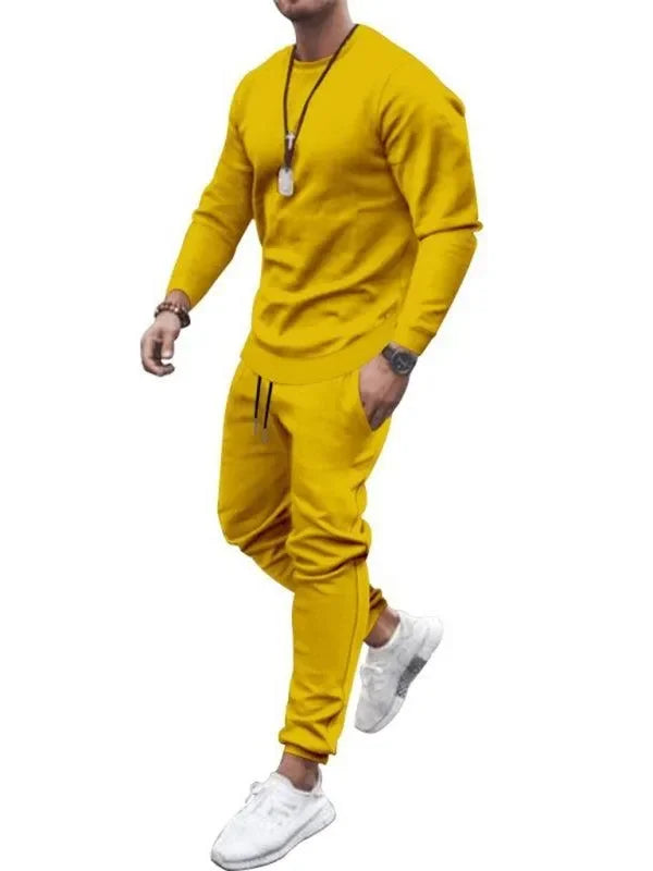 Long-sleeved Casual Suit Men's Solid Color Trendy Sports Suit - Tracksuit - LeStyleParfait