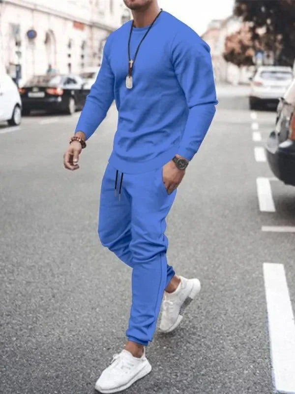 Long-sleeved Casual Suit Men's Solid Color Trendy Sports Suit - Tracksuit - LeStyleParfait