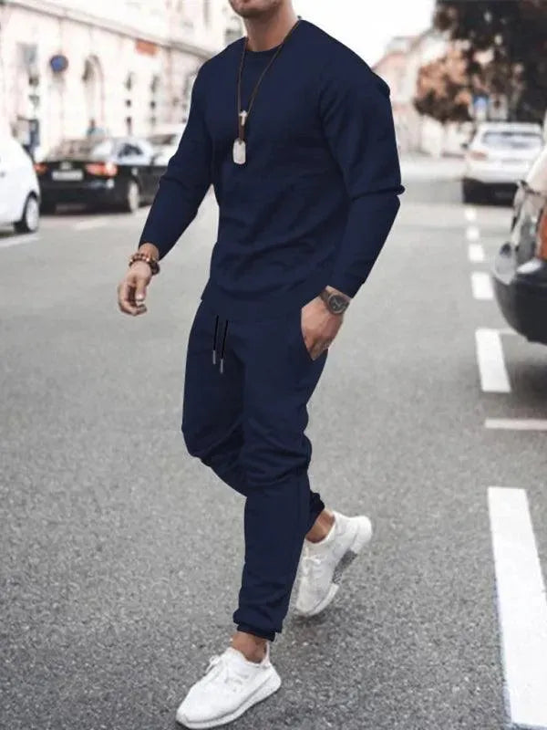 Buy Long-sleeved Casual Suit Men's Solid Color Trendy Sports Suit