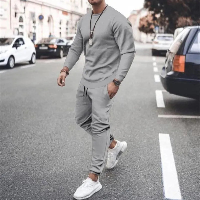 Buy Long-sleeved Casual Suit Men's Solid Color Trendy Sports Suit