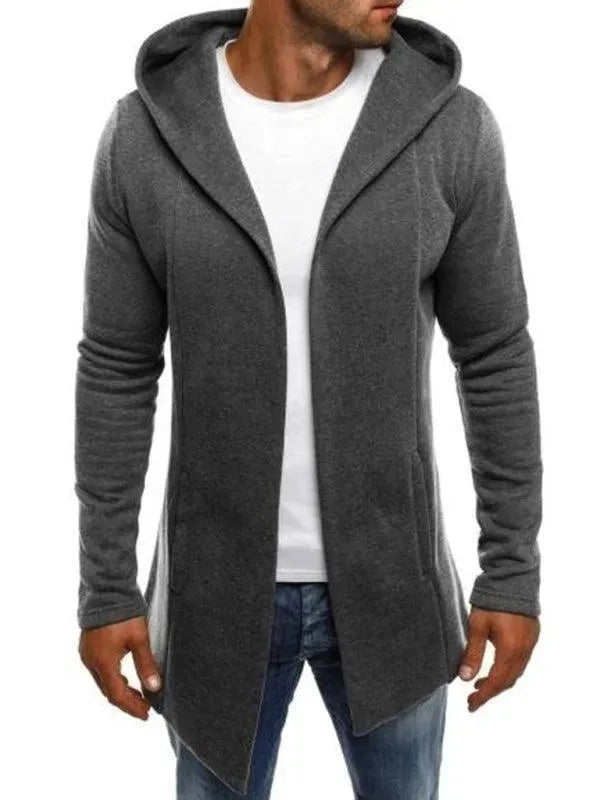 Long Solid Men Hoodie-Men Hoodie-LeStyleParfait