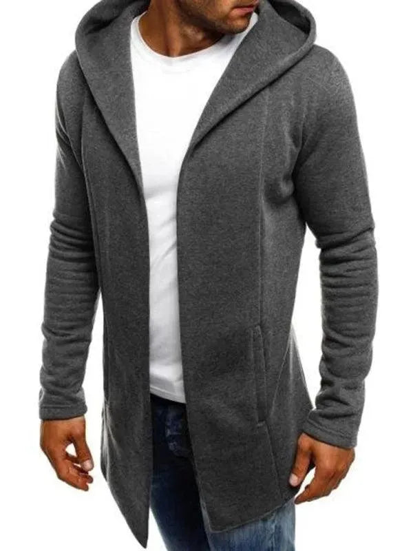Long Solid Men Hoodie-Men Hoodie-LeStyleParfait