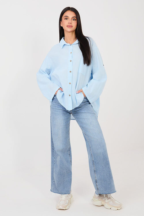 Loose Cotton Button Pocket Shirt-Women's Shirts-LeStyleParfait