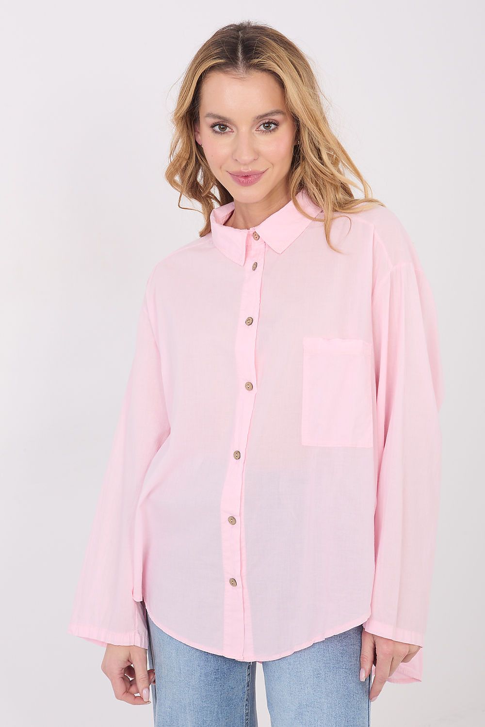 Loose Cotton Button Pocket Shirt-Women's Shirts-LeStyleParfait